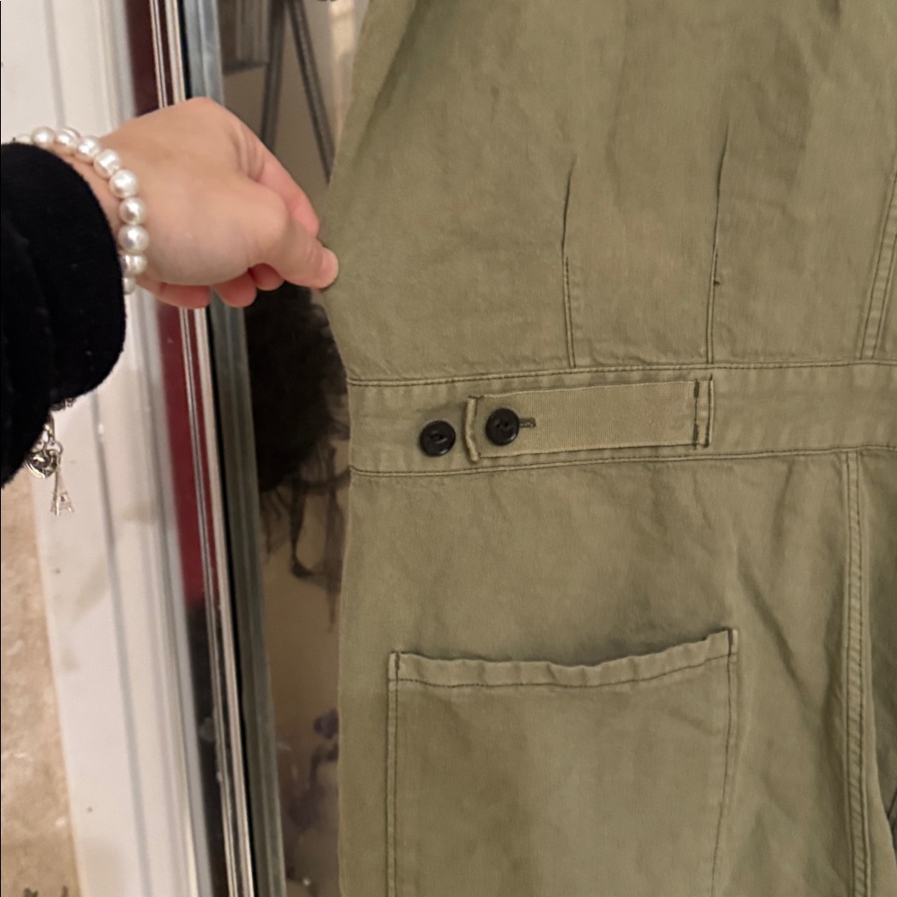 Outerknown SEA Olive Green Organic Cotton Limen‎ Jumpsuit Romper M - Picture 8 of 12